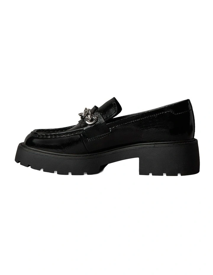 Leather Chunky Apron Toe Loafers in Black image 4