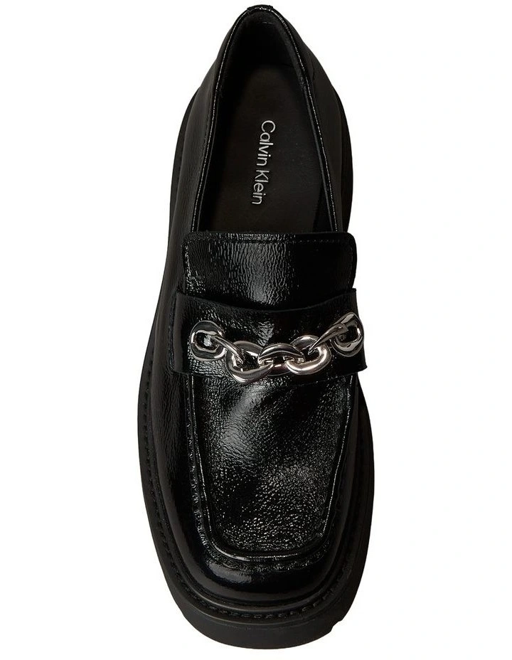 Leather Chunky Apron Toe Loafers in Black image 5