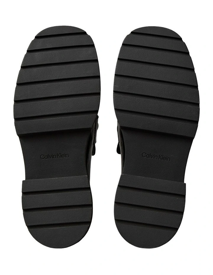 Leather Chunky Apron Toe Loafers in Black image 6