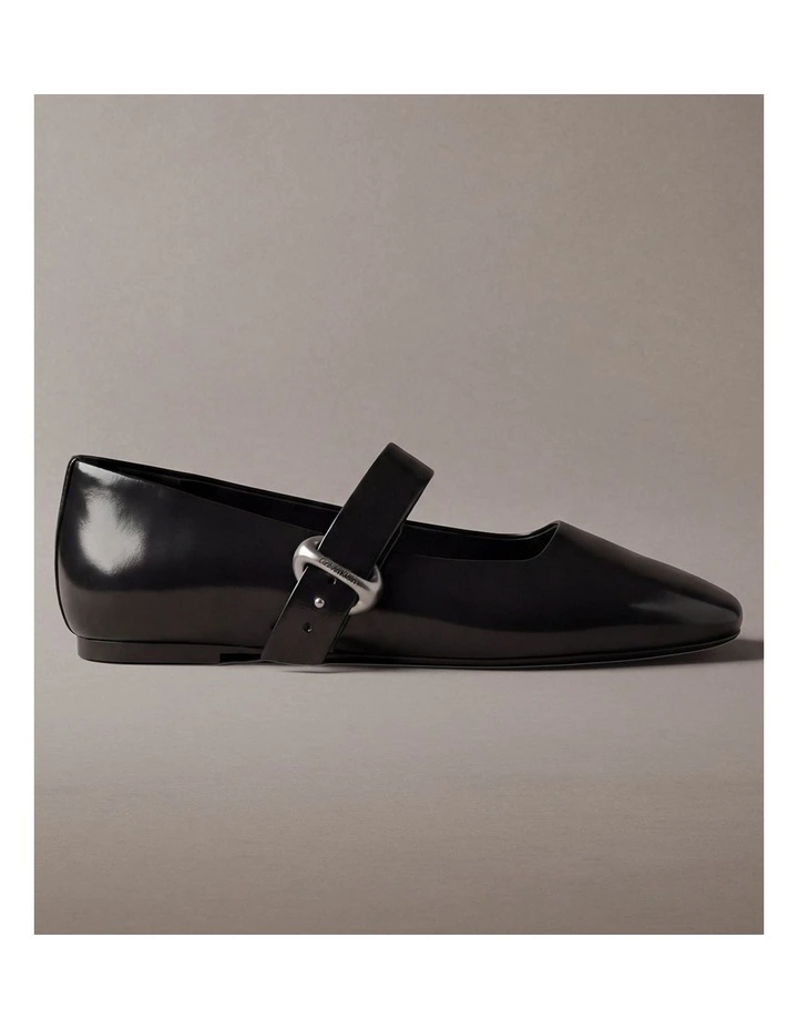 Leather Mary Jane Ballerinas in Triple Black image 1
