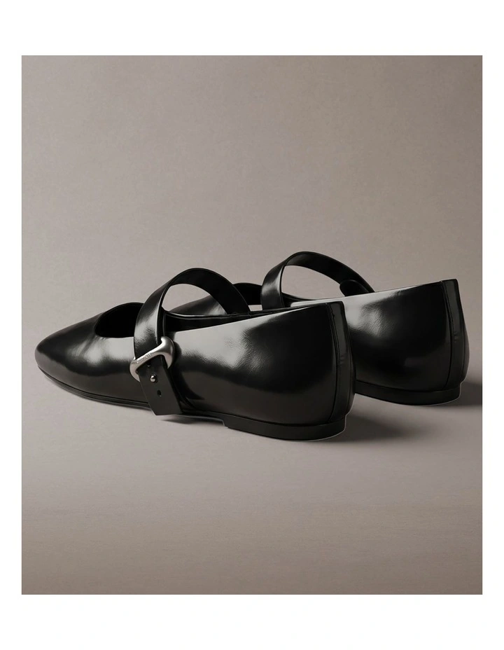 Leather Mary Jane Ballerinas in Triple Black image 4