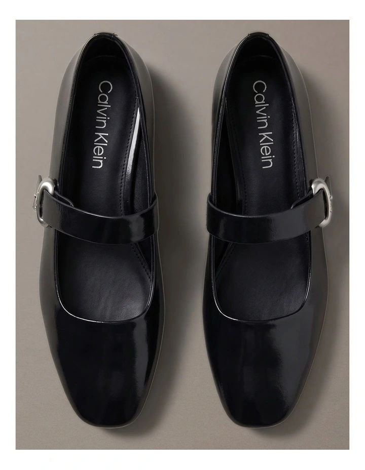 Leather Mary Jane Ballerinas in Triple Black image 5