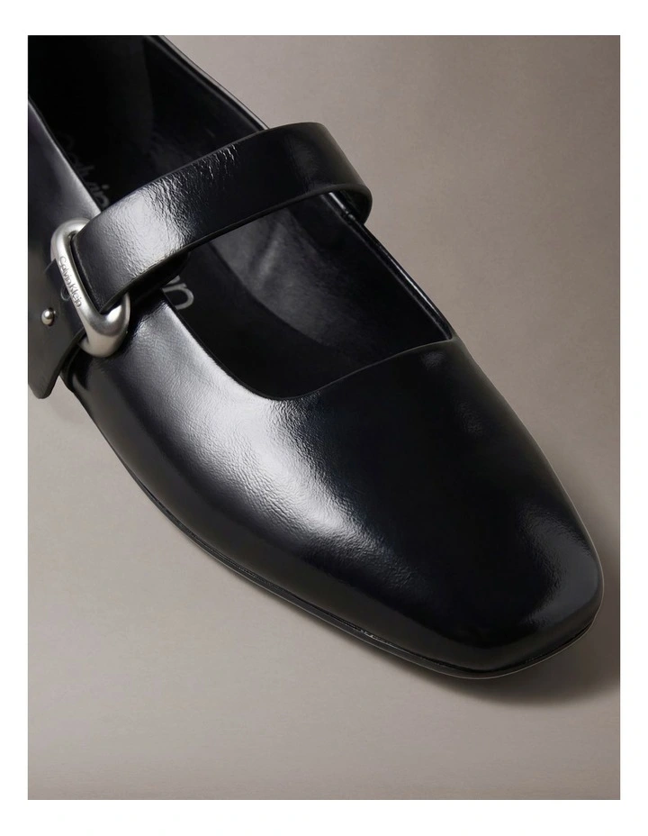 Leather Mary Jane Ballerinas in Triple Black image 6