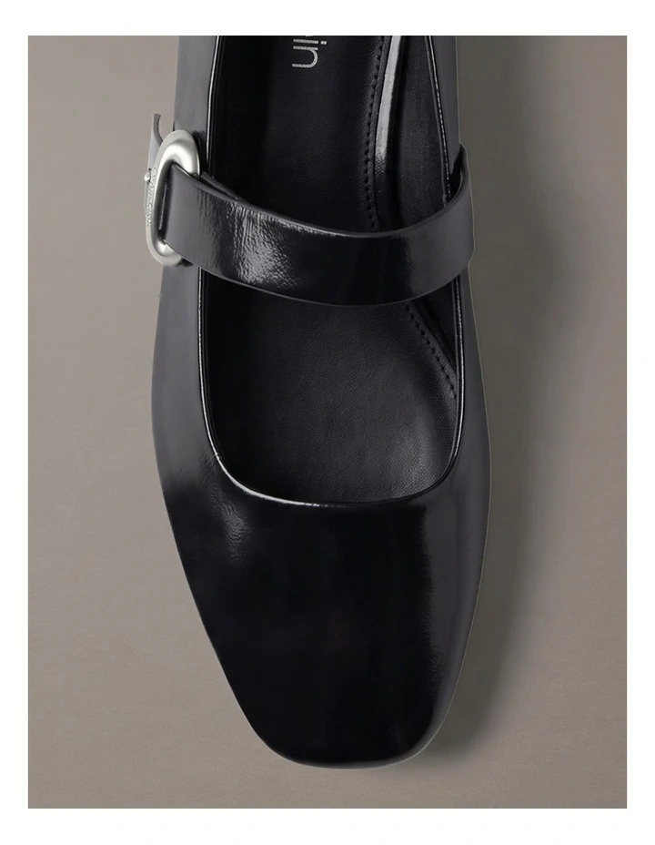 Leather Mary Jane Ballerinas in Triple Black image 7