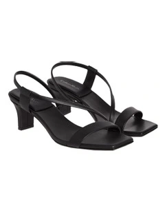 Square Toe Heeled Sandal in Black
