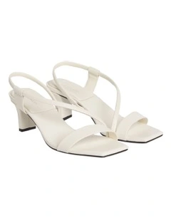 Square Toe Heeled Sandal in White