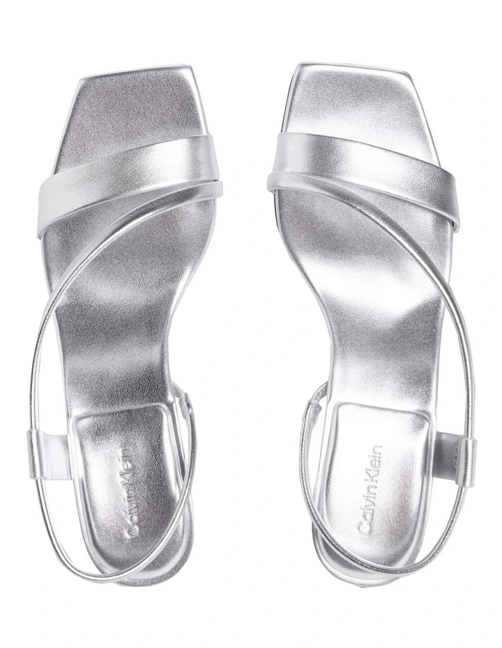 Square Toe Heeled Sandal in Silver image 3