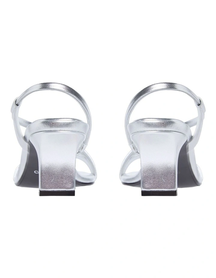 Square Toe Heeled Sandal in Silver image 4