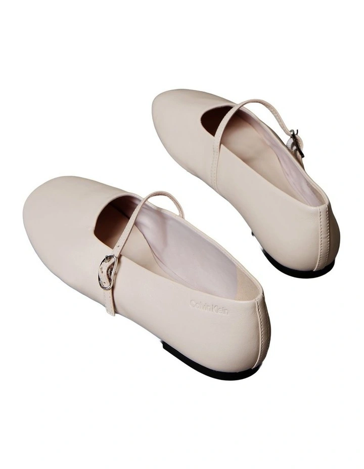 Leather Square Toe Mary Jane Ballerinas in Crystal Gray image 2