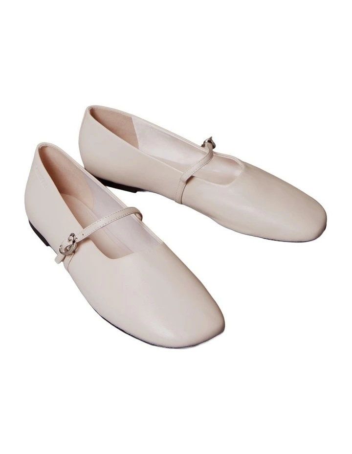 Leather Square Toe Mary Jane Ballerinas in Crystal Gray image 3
