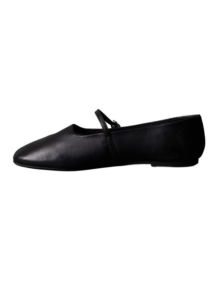 Leather Square Toe Mary Jane Ballerinas in Black image 4