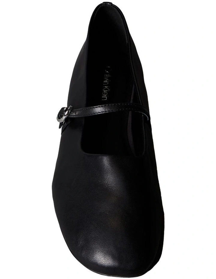 Leather Square Toe Mary Jane Ballerinas in Black image 5