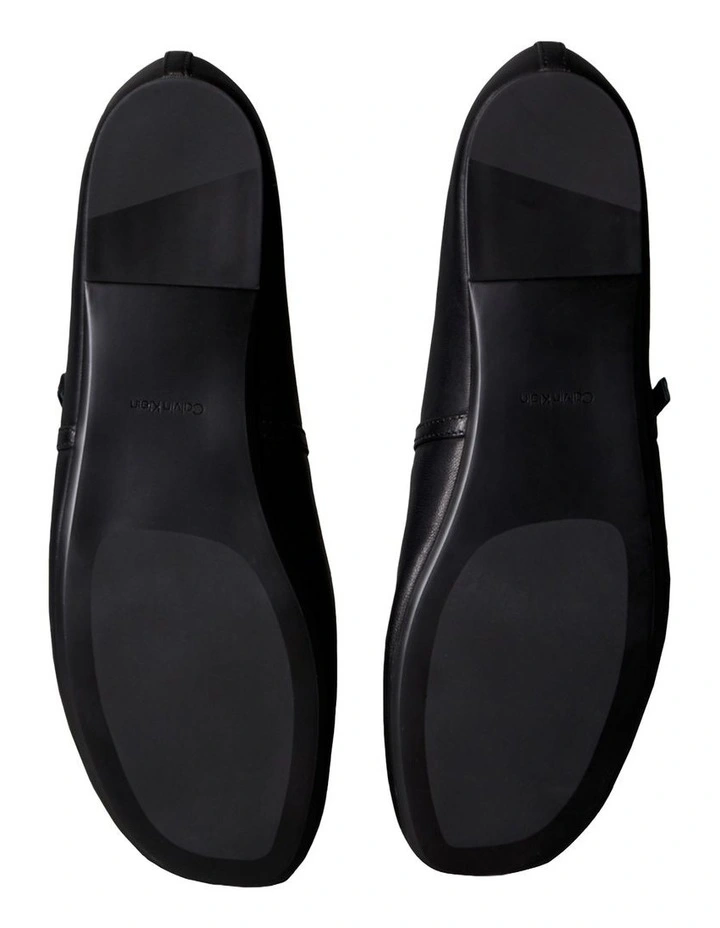 Leather Square Toe Mary Jane Ballerinas in Black image 6