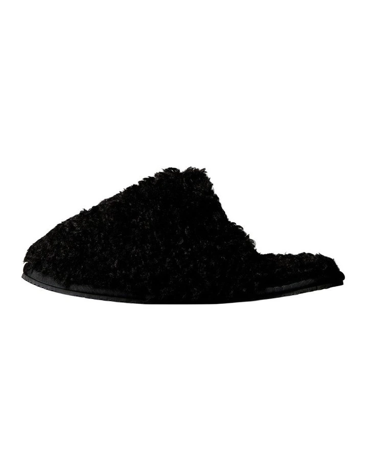 Faux Shearling Sherpa Slippers in Black image 4