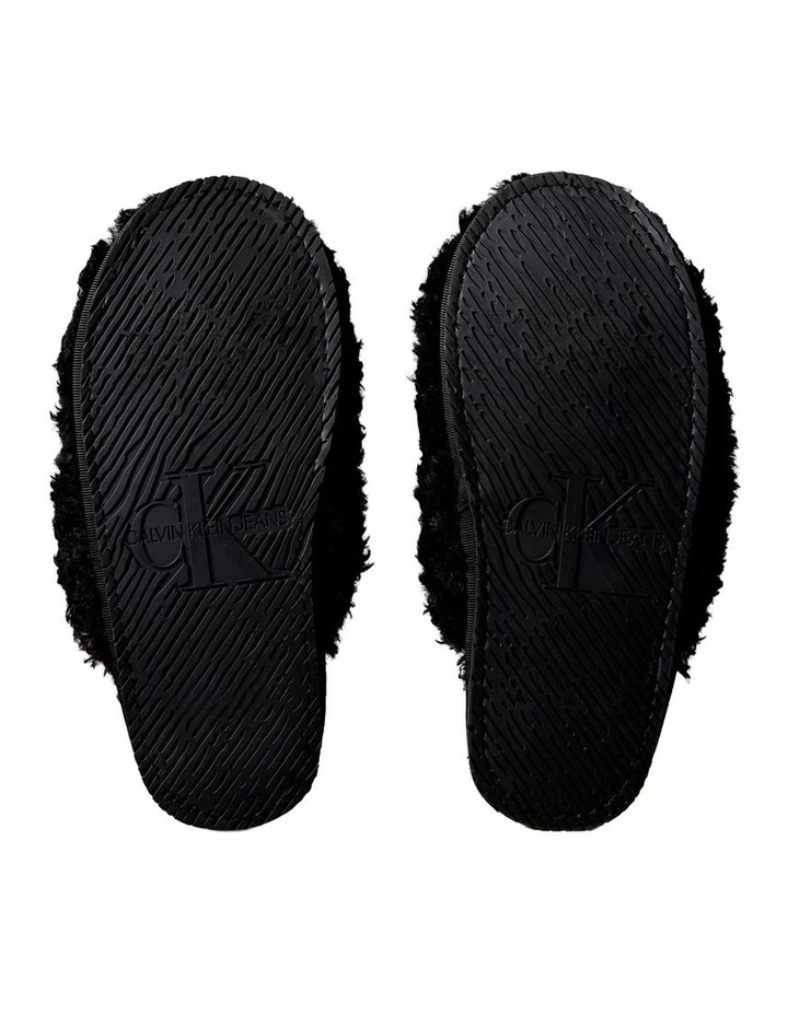 Faux Shearling Sherpa Slippers in Black image 5
