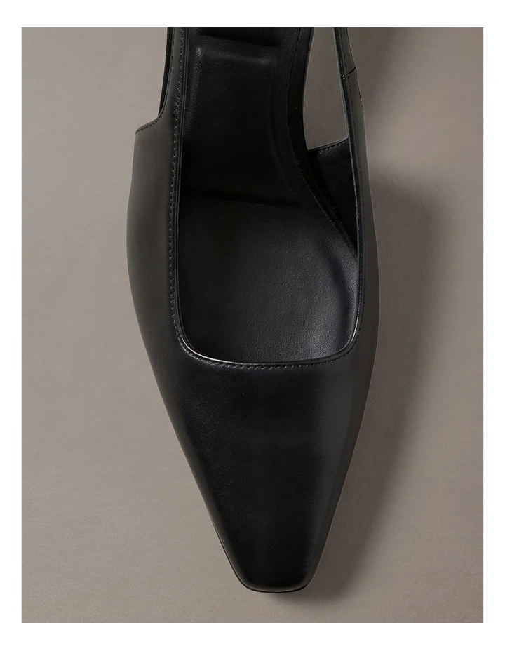 Leather Kitten Heel Slingbacks in Triple Black image 7