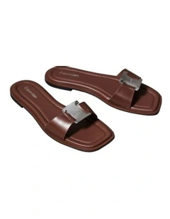 Leather Slides in Brown