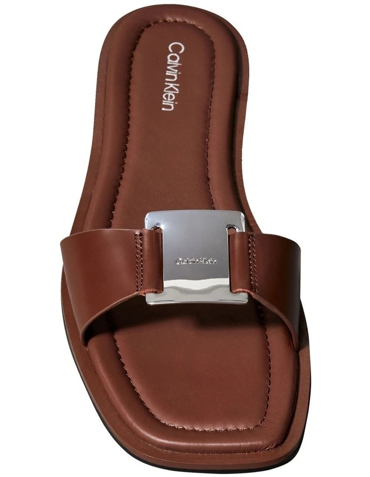 Leather Slides in Brown image 2