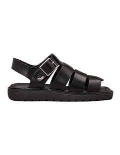 Leather Fisherman Sandal in Black