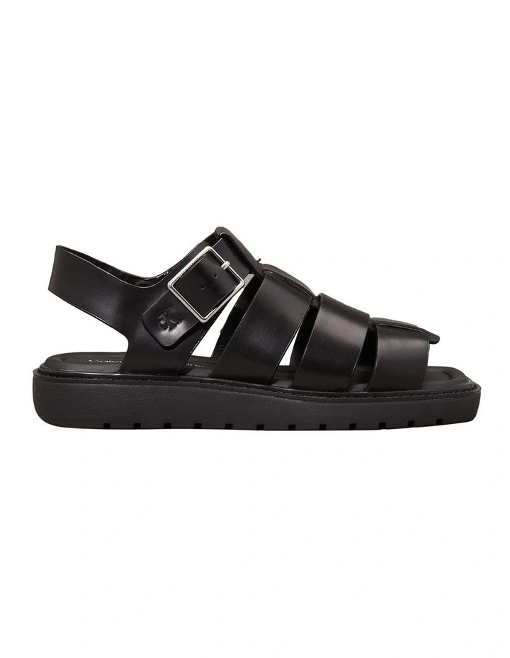 Leather Fisherman Sandal in Black image 1