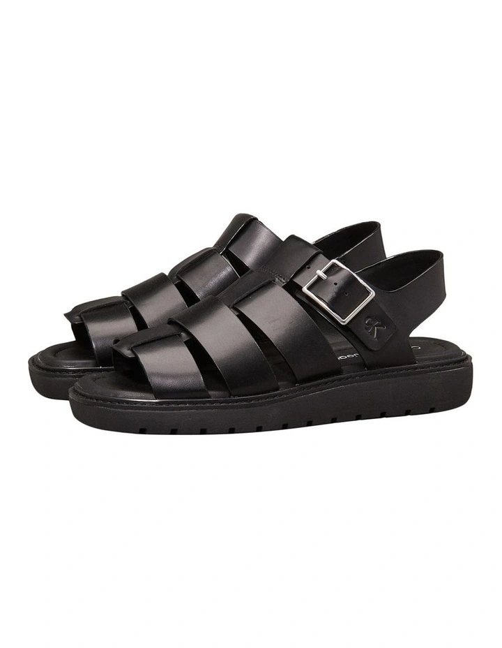 Leather Fisherman Sandal in Black image 2
