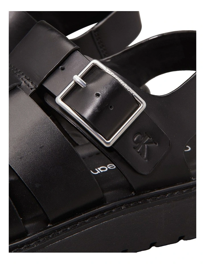 Leather Fisherman Sandal in Black image 3