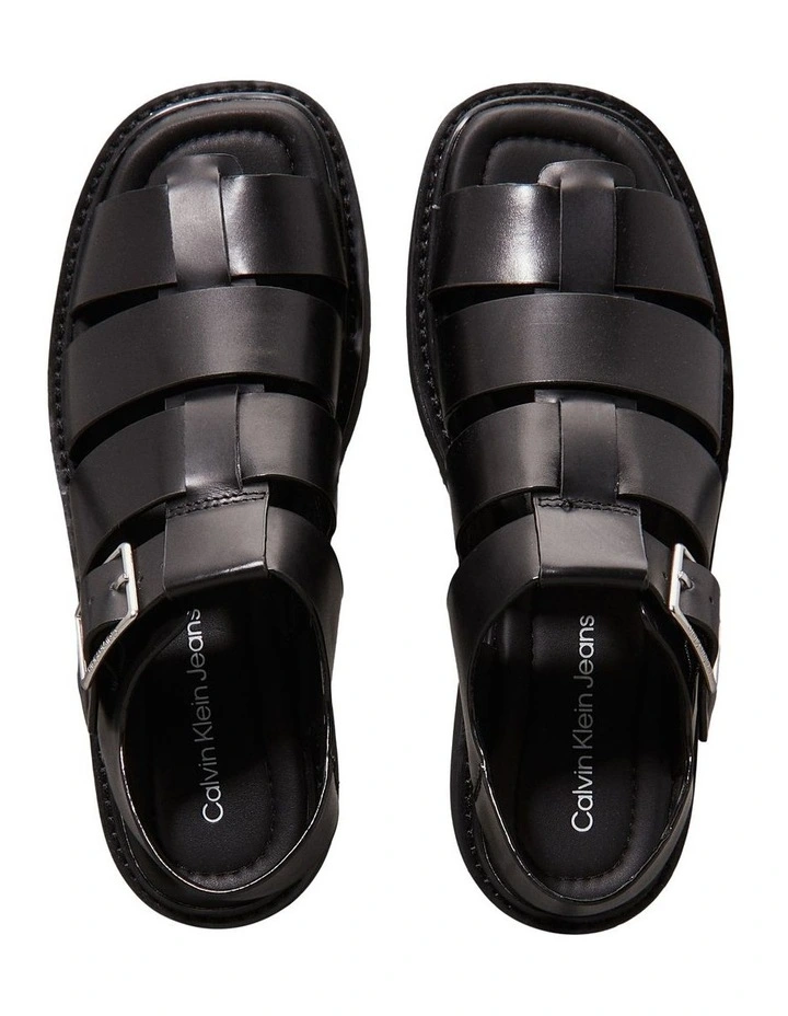 Leather Fisherman Sandal in Black image 4