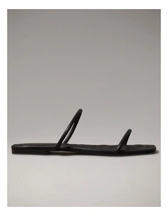 Square Flat Quilted Sandal in Triple Black