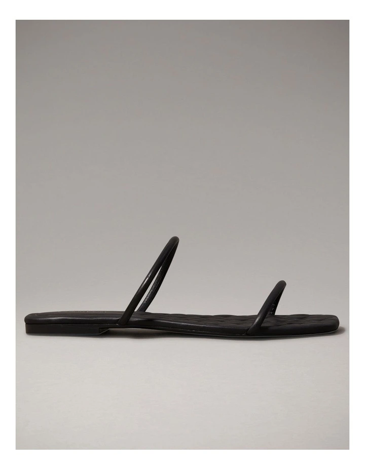 Square Flat Quilted Sandal in Triple Black image 1