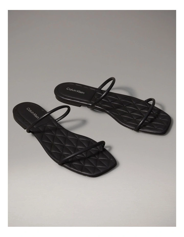 Square Flat Quilted Sandal in Triple Black image 3