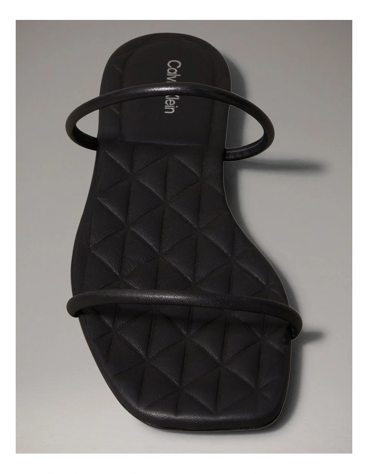Square Flat Quilted Sandal in Triple Black image 4