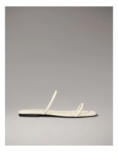 Square Flat Quilted Sandal in Light Cashew