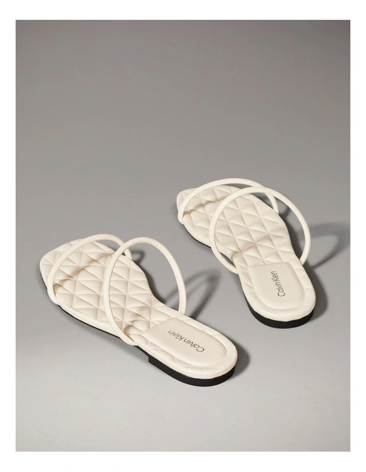 Square Flat Quilted Sandal in Light Cashew image 3