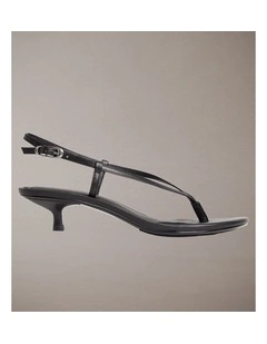 Lina Leather Kitten Heel Sandals Triple Black