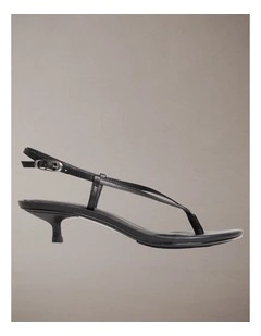 Lina Leather Kitten Heel Sandals Triple Black