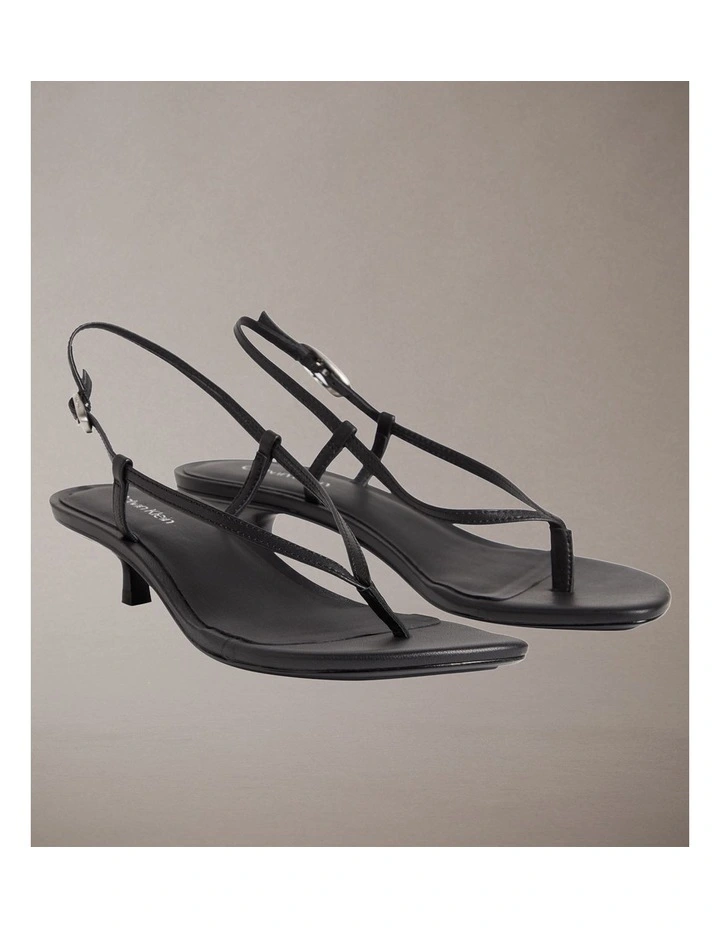 Lina Leather Kitten Heel Sandals Triple Black image 3