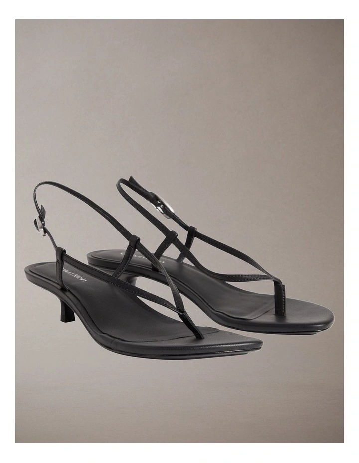 Lina Leather Kitten Heel Sandals Triple Black image 3