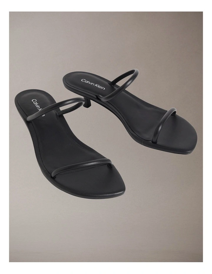 Lina Leather Kitten Heel Sandals in Triple Black image 2