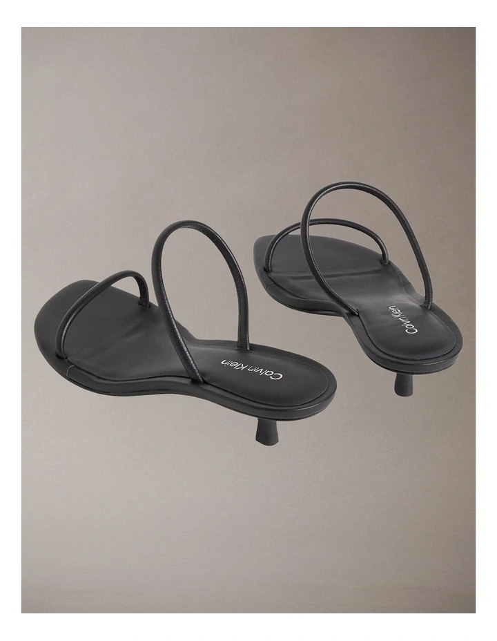 Lina Leather Kitten Heel Sandals in Triple Black image 3