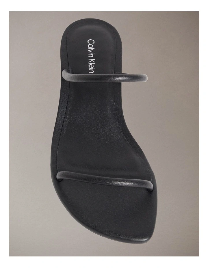 Lina Leather Kitten Heel Sandals in Triple Black image 4