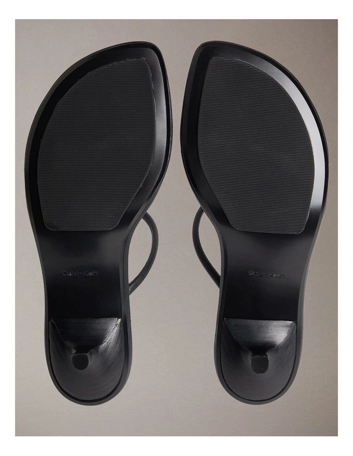 Lina Leather Kitten Heel Sandals in Triple Black image 5