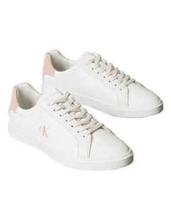 Leather Signature Logo Sneaker in White