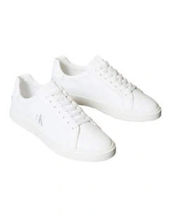Leather Signature Logo Sneaker in White