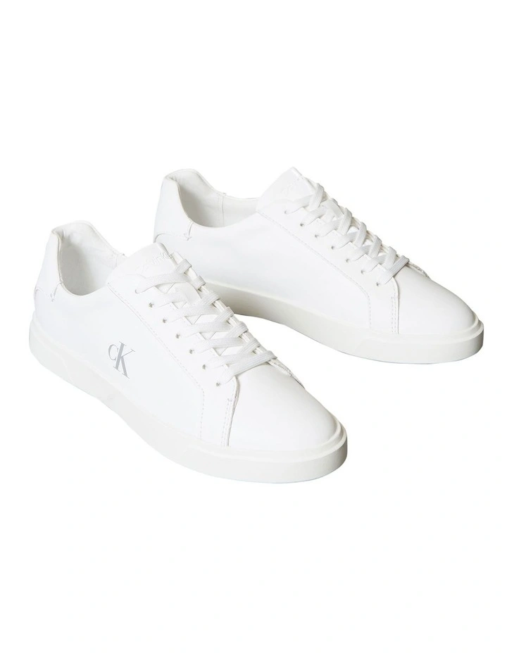 Leather Signature Logo Sneaker in White image 1