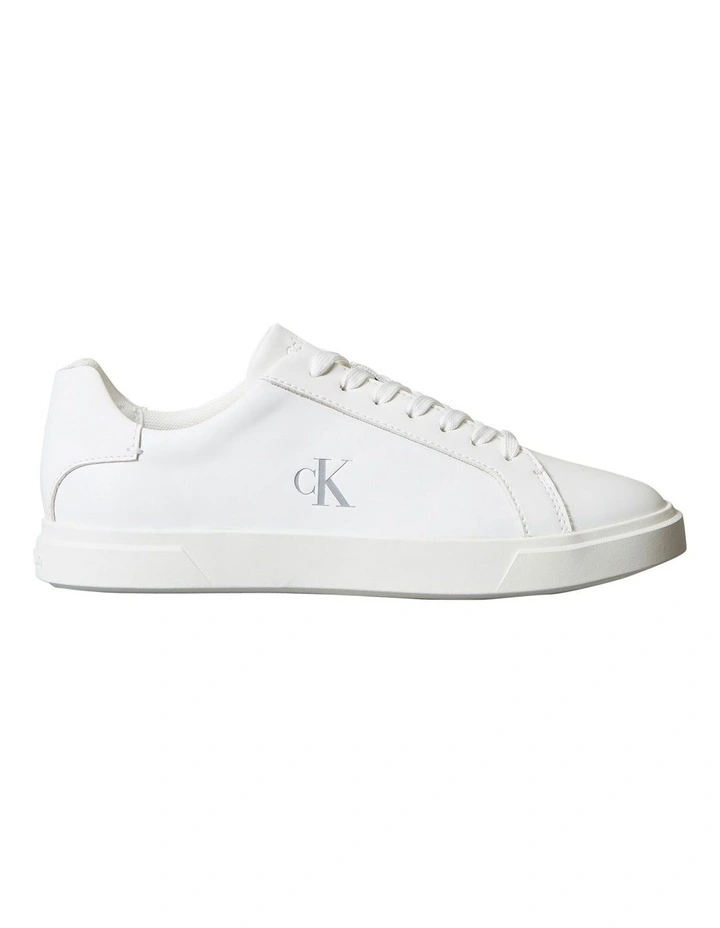 Leather Signature Logo Sneaker in White image 2