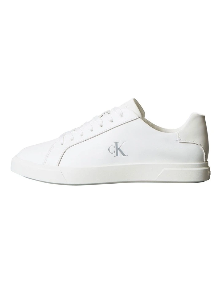 Leather Signature Logo Sneaker in White image 3