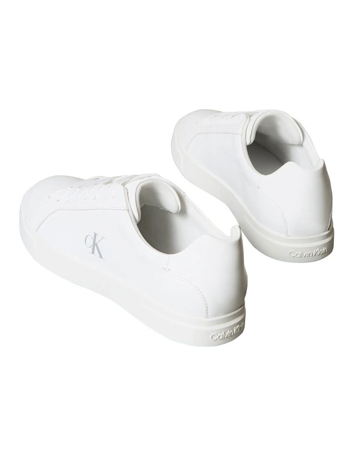 Leather Signature Logo Sneaker in White image 4