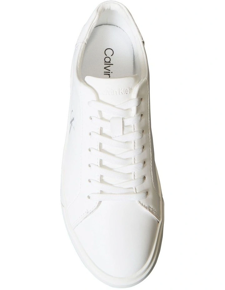 Leather Signature Logo Sneaker in White image 5
