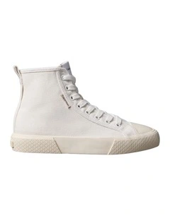 Canvas High-Top Logo Trainers in Bright White