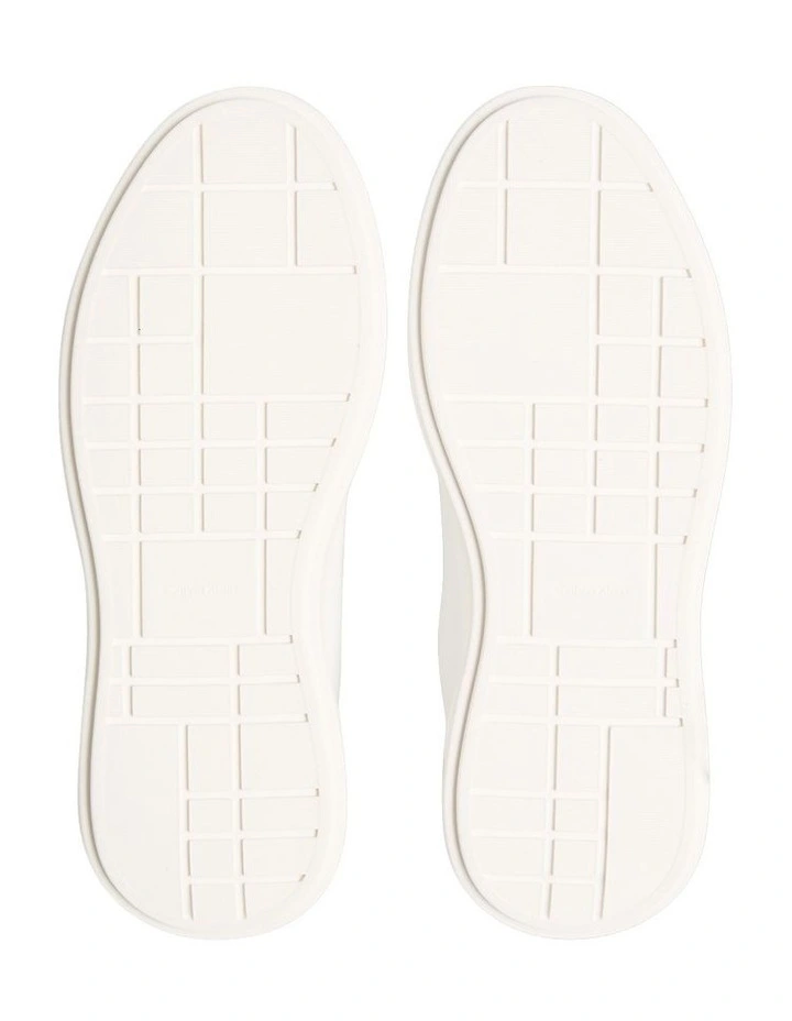 Chunky Cupsole Leather Trainers in White and Black image 5